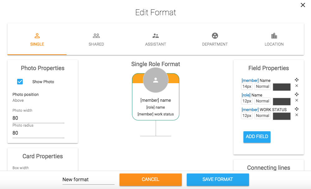 formatting your chart in Organimi