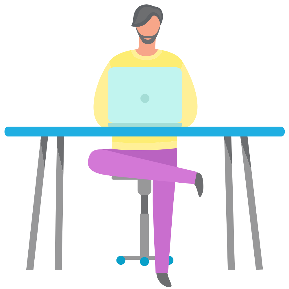 man using laptop illustration