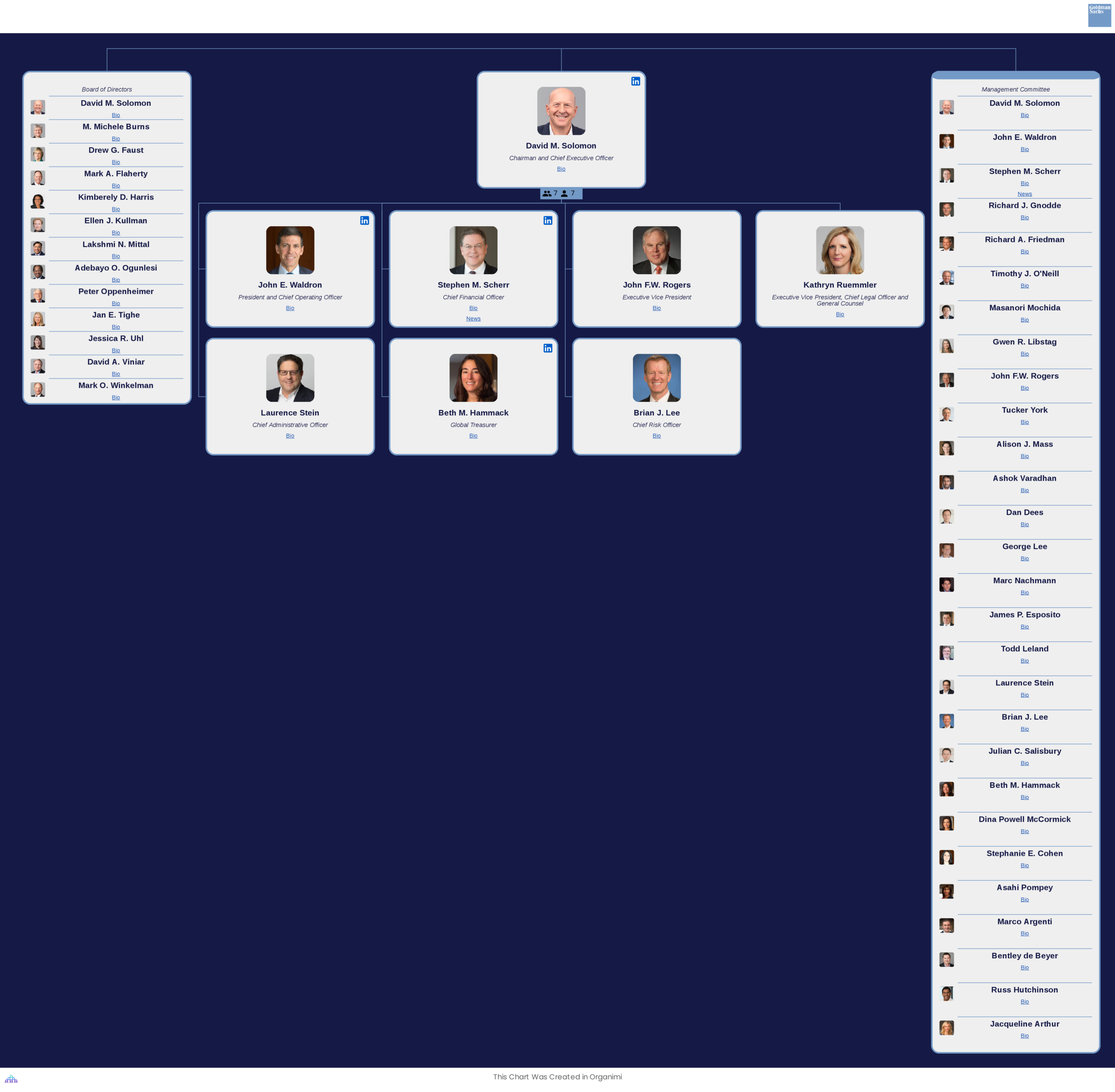 Goldman Sach's Corporate Organizational Structure