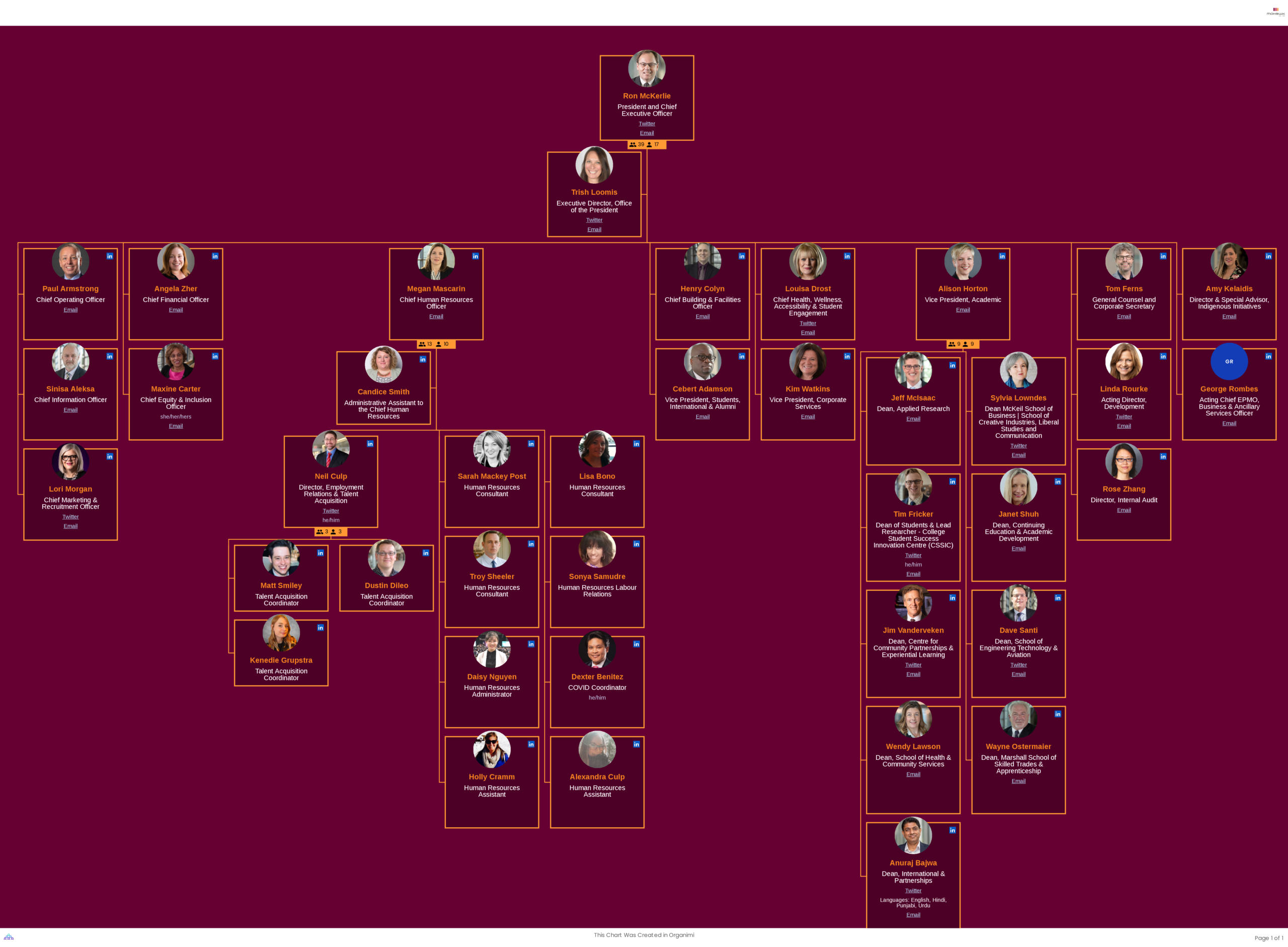 Mohawk College Corporate Organizational Structure