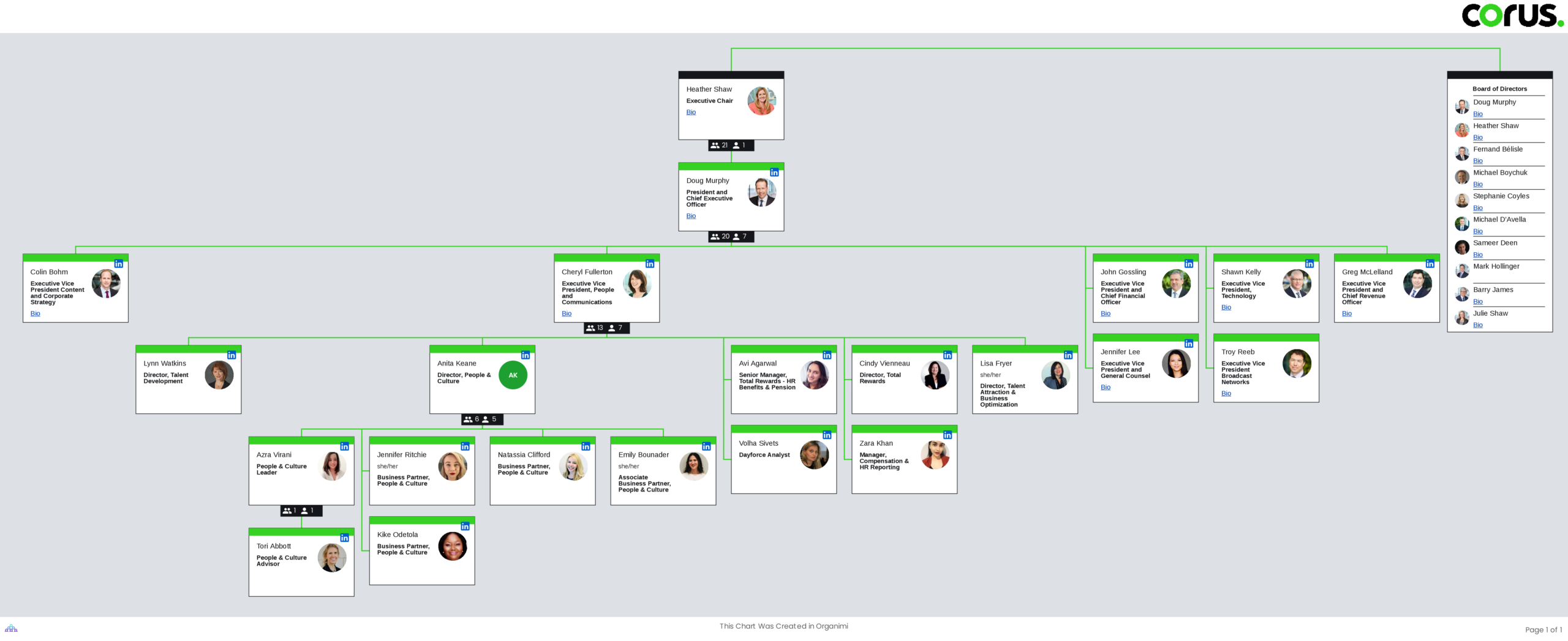 Corus Entertainment Corporate Organizational Structure