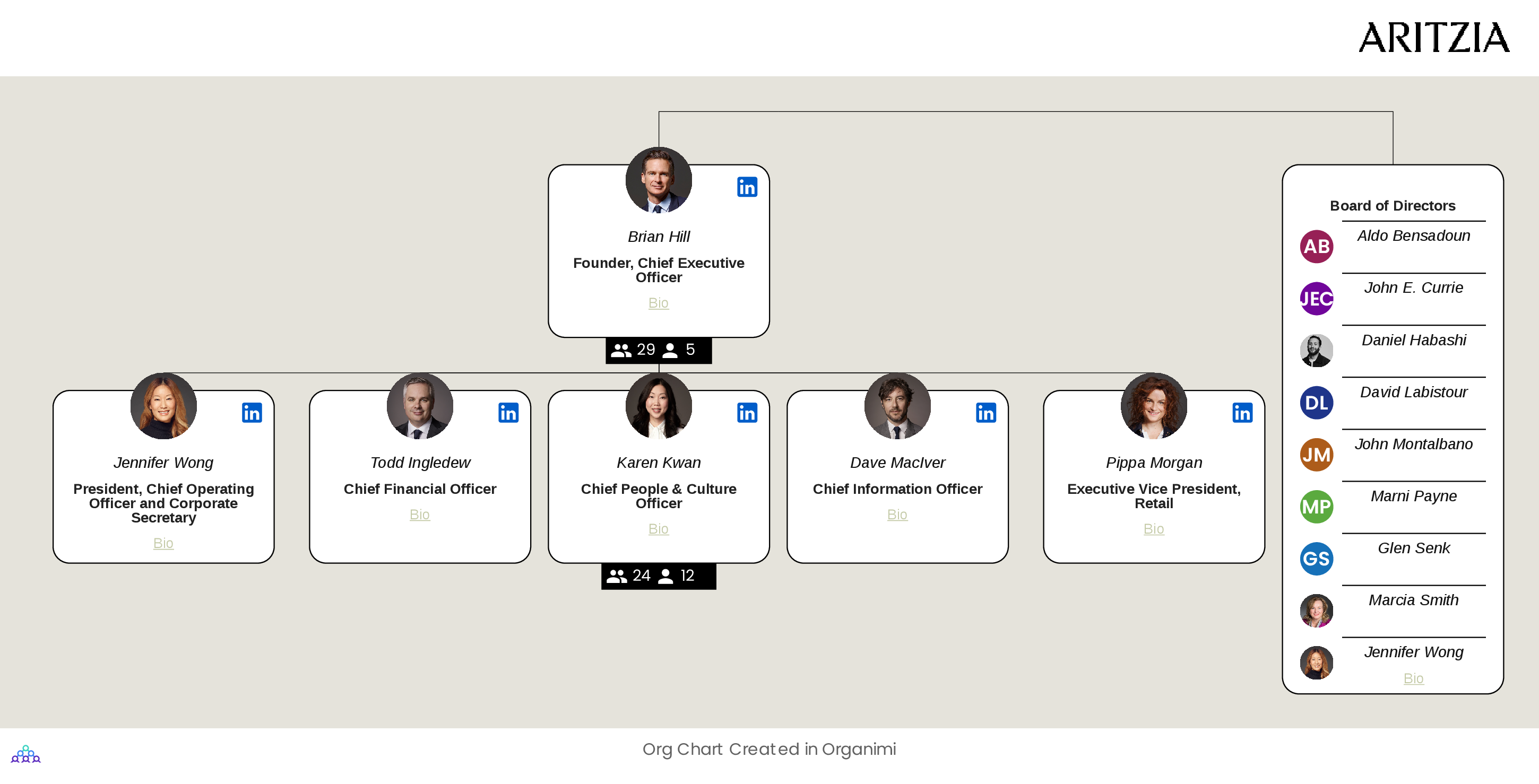 Aritzia's Corporate Organizational Structure