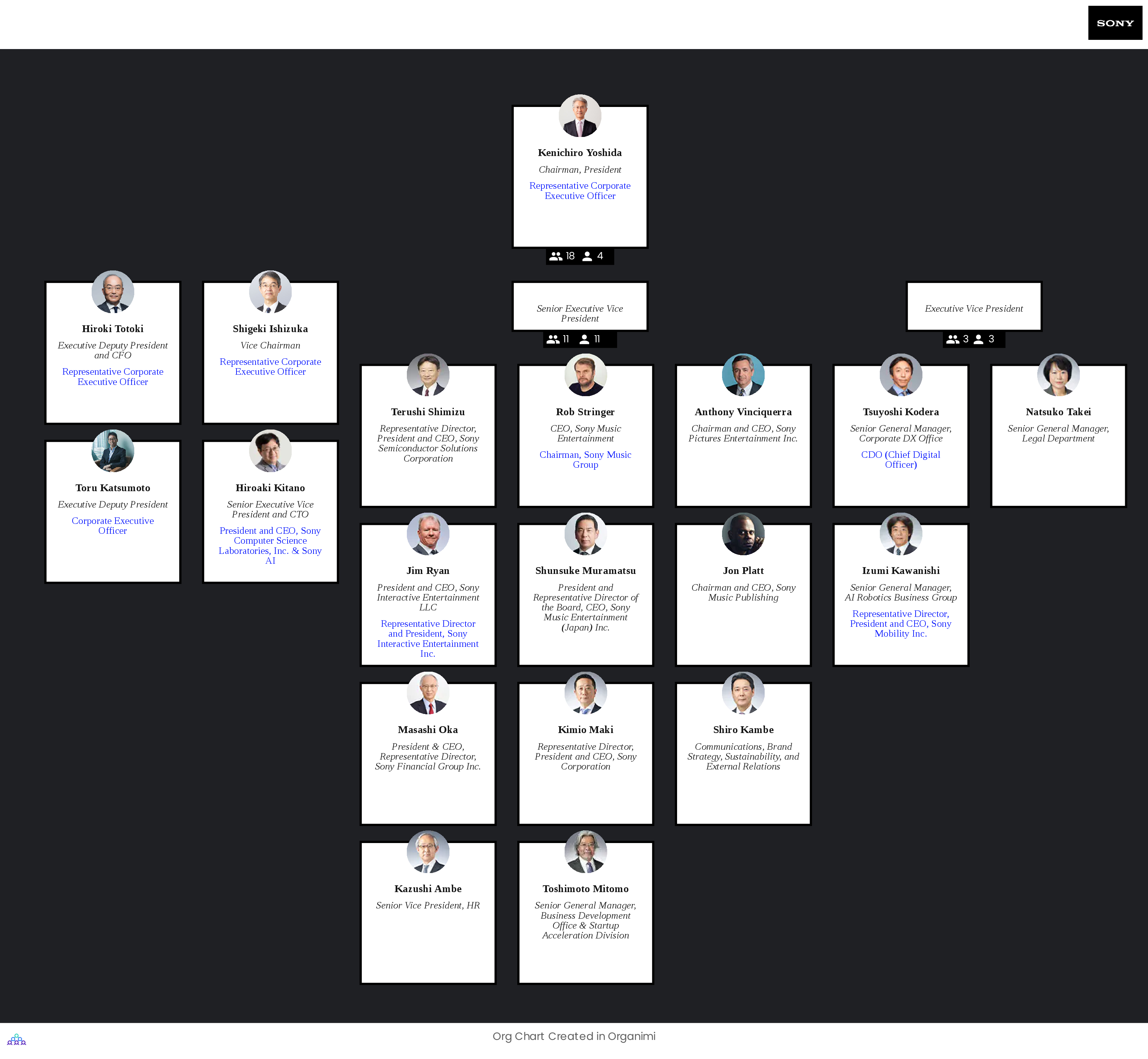 Sony's Organizational Structure Org Chart