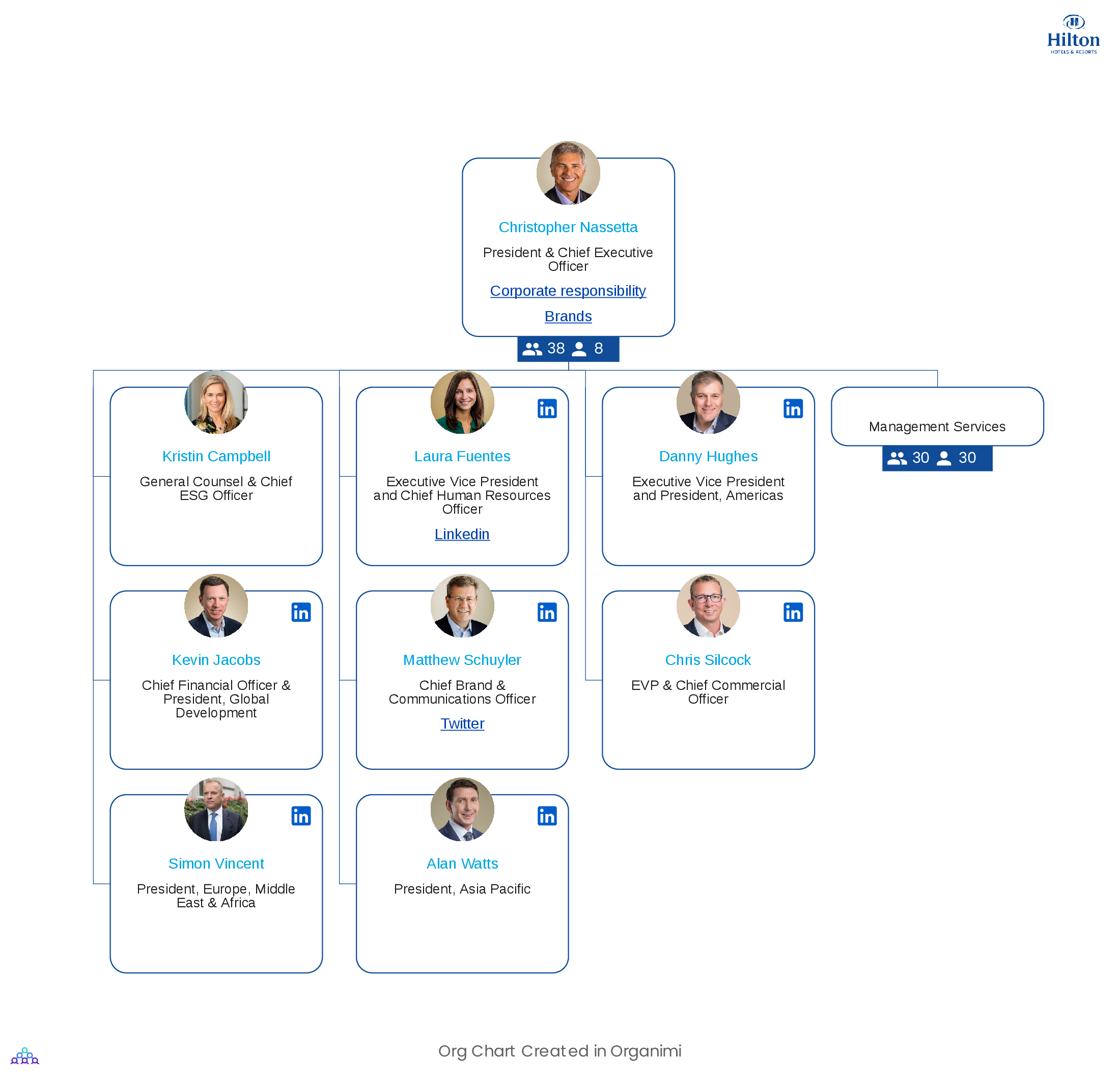 Hilton's Organizational Structure Org Chart