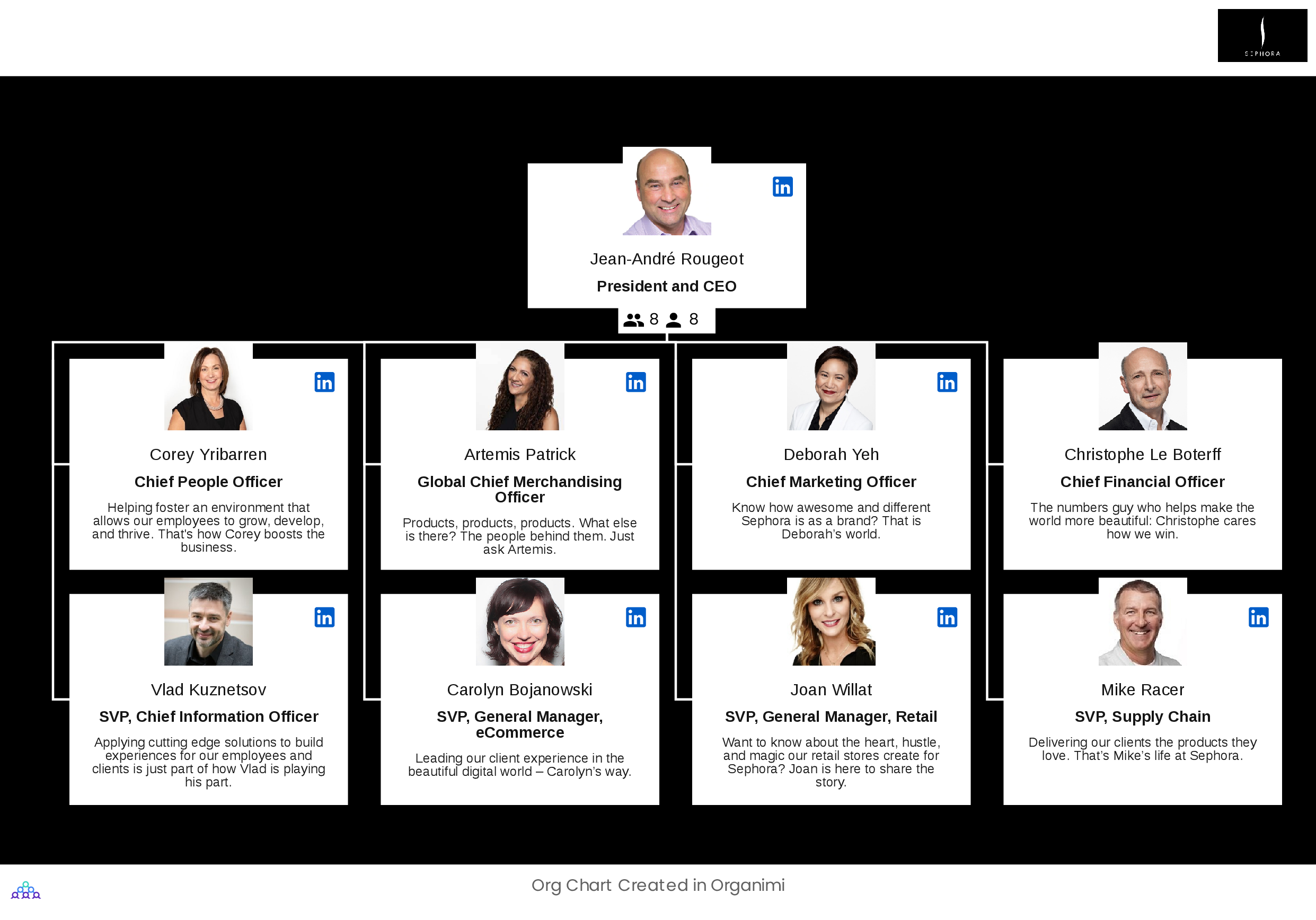 Sephora's Organizational Structure Org Chart