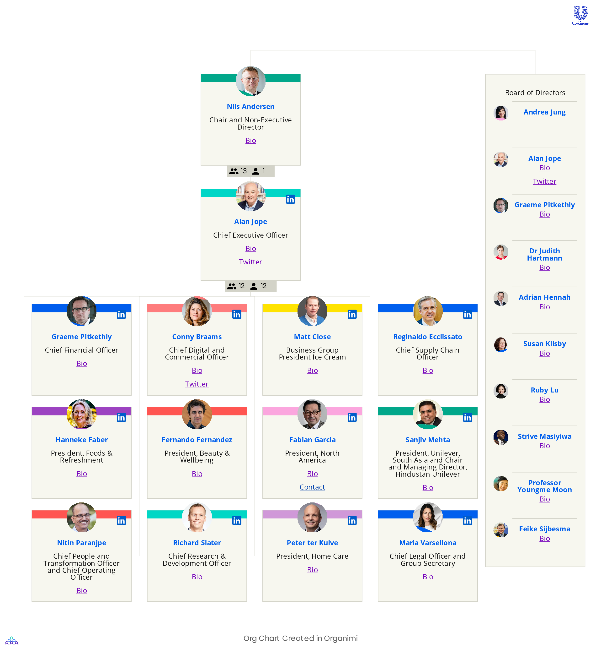 Unilever's Organizational Structure Org Chart