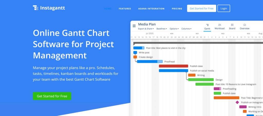 Instagantt homepage