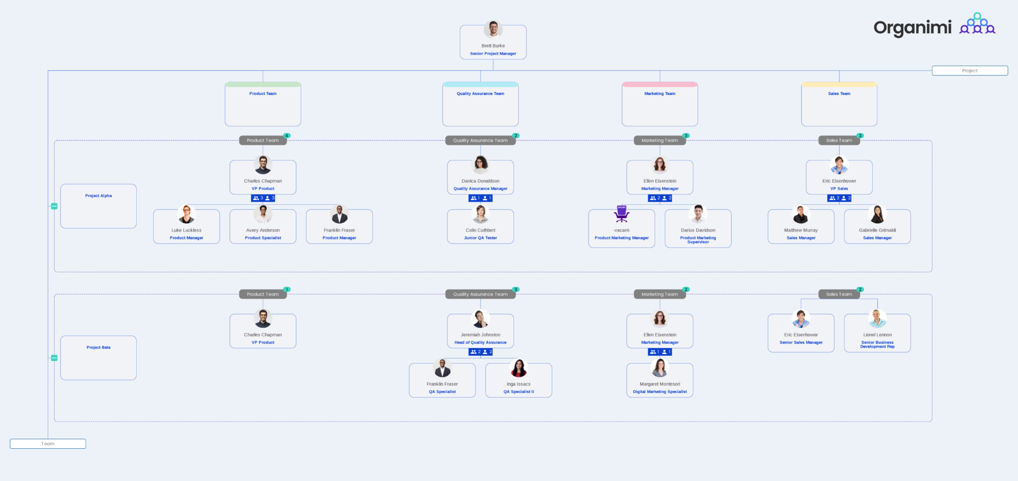Organimi Matrix Project Management Chart Tool