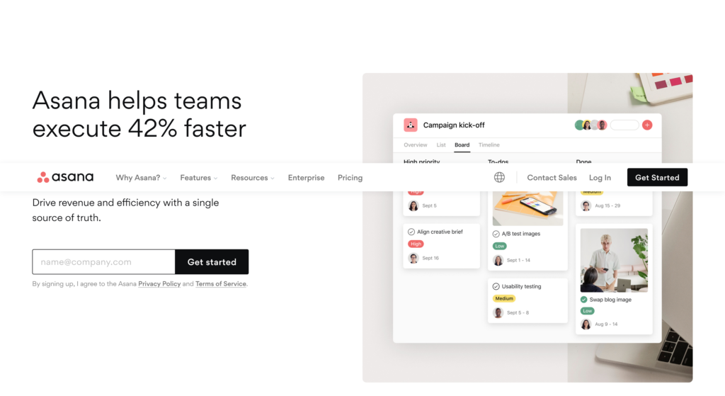 Asana homepage