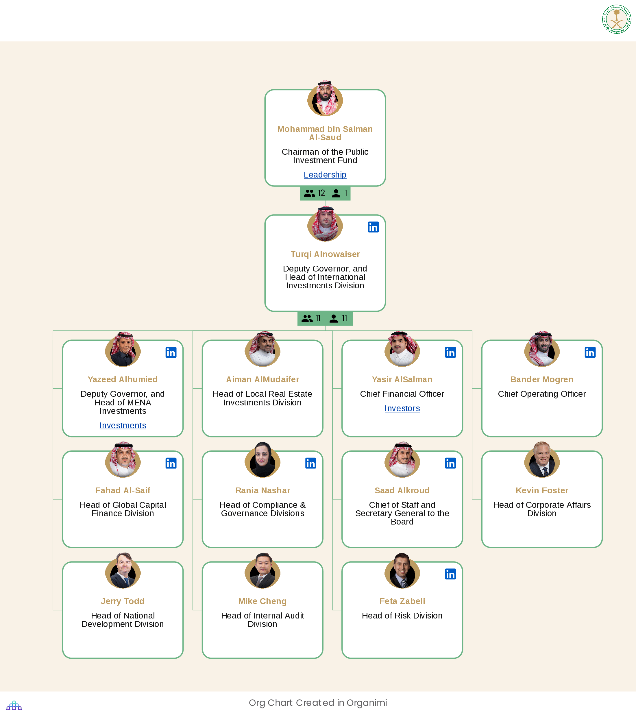 Saudi Public Investment Fund's Organizational Structure Org Chart