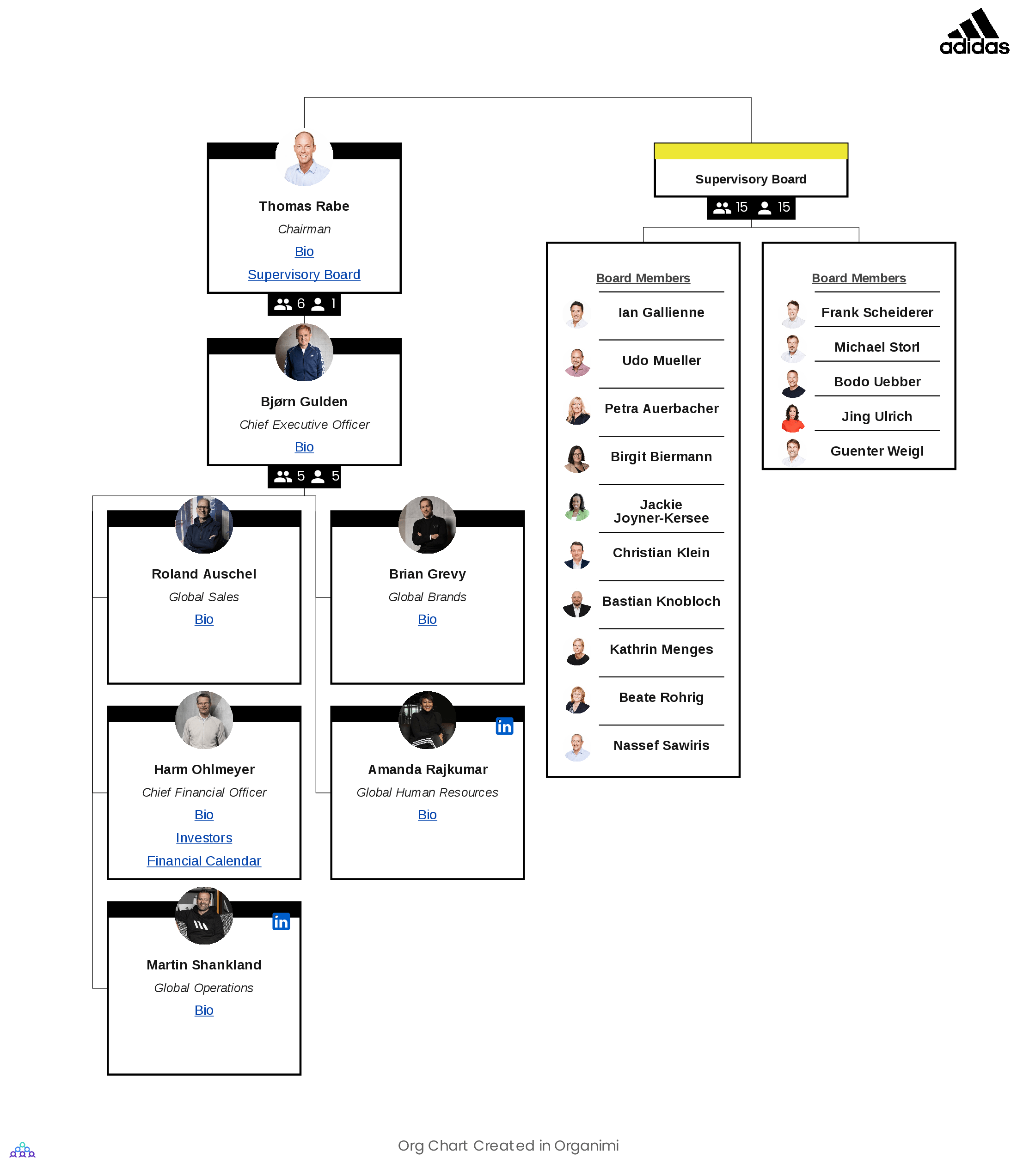 Adidas' Organizational Structure Chart] Organimi