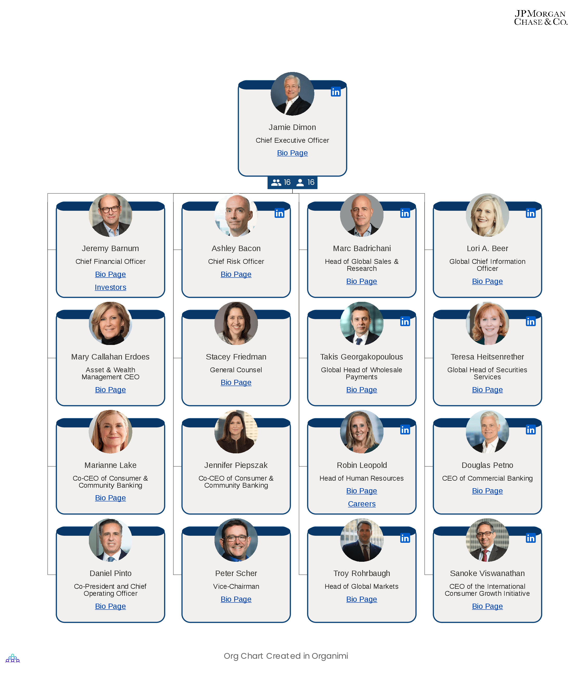 JPMorgan Chase & Co's Organizational Structure Org Chart